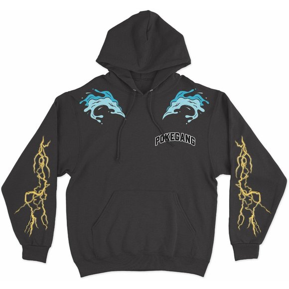 PokeGang Unisex Black Long Sleeve Kangaroo Pocket Pullover Sweat Soft Hoodie - Picture 1 of 6
